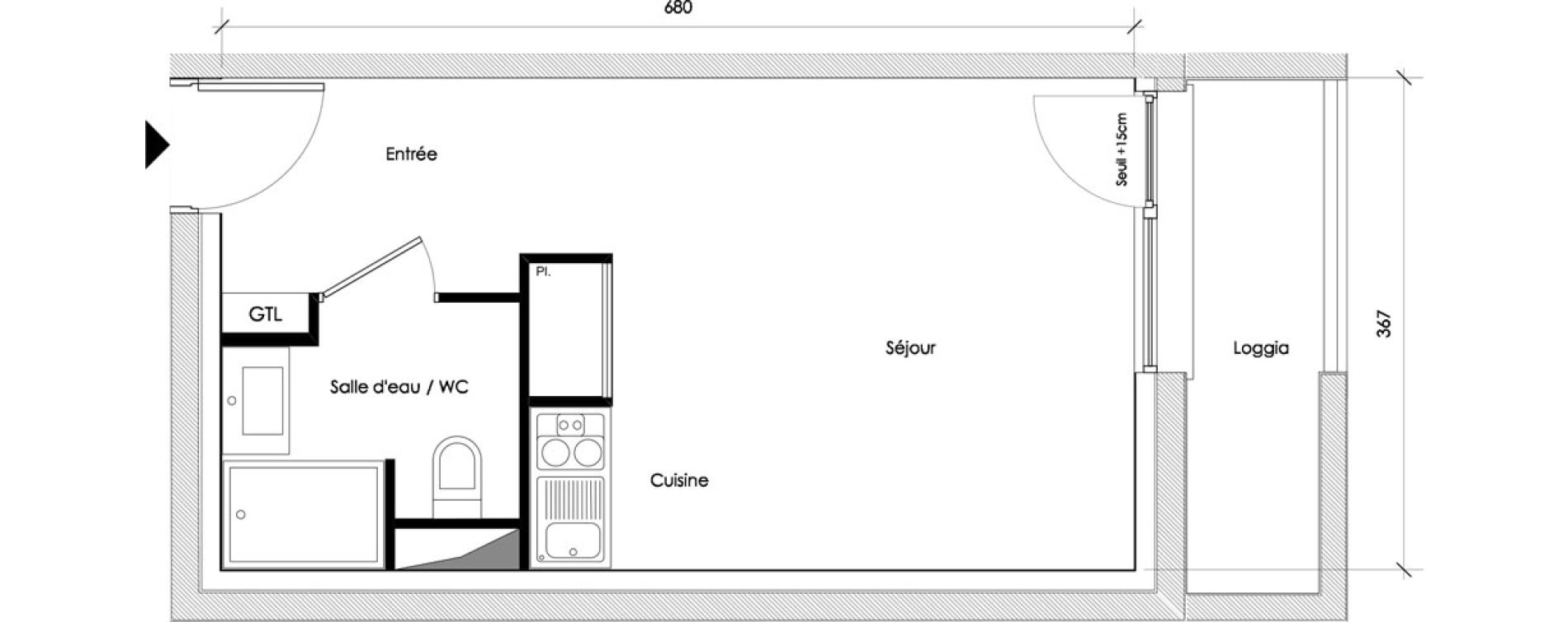Appartement T1 de 23,85 m2 &agrave; Reims Maison blanche - sainte anne - wilson