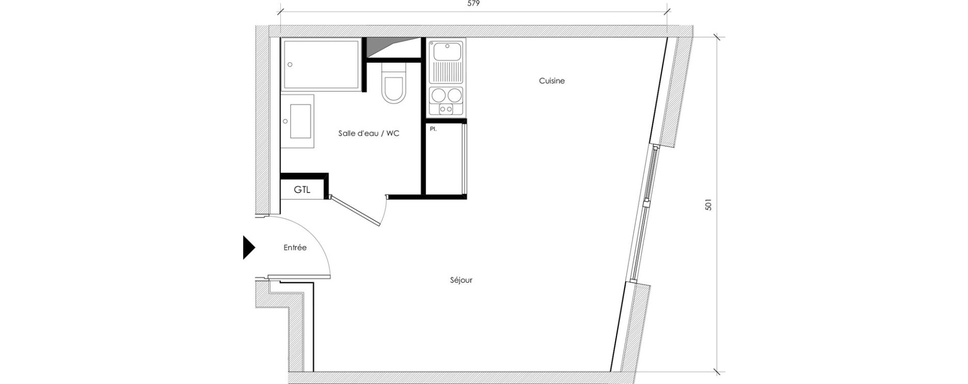 Appartement T1 de 25,17 m2 &agrave; Reims Maison blanche - sainte anne - wilson
