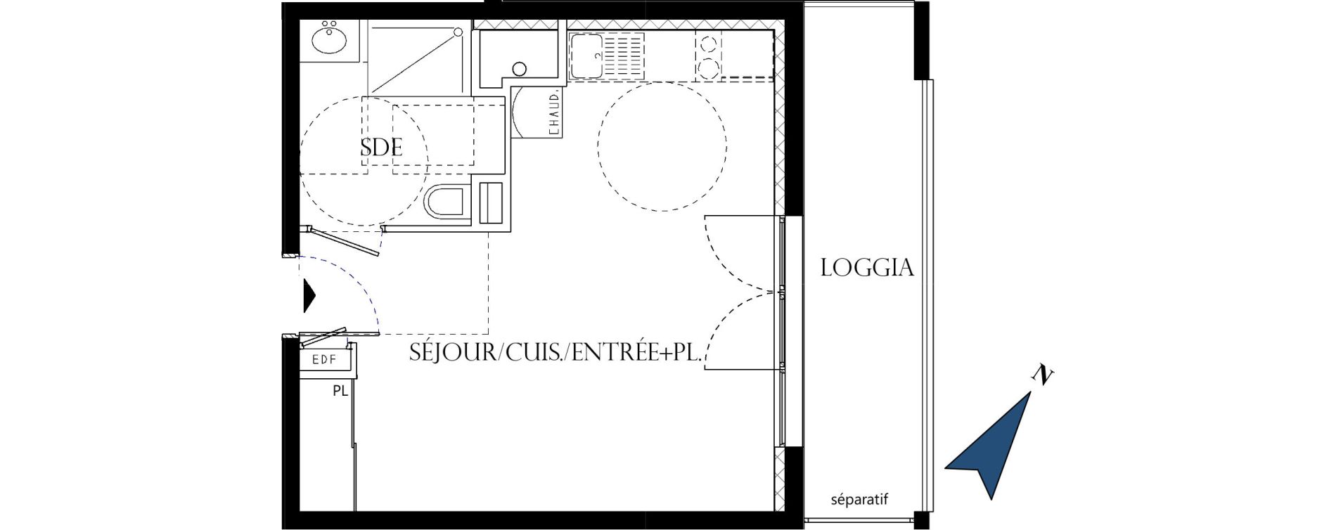 Appartement T1 de 30,00 m2 &agrave; Reims La neuvillette - trois fontaines