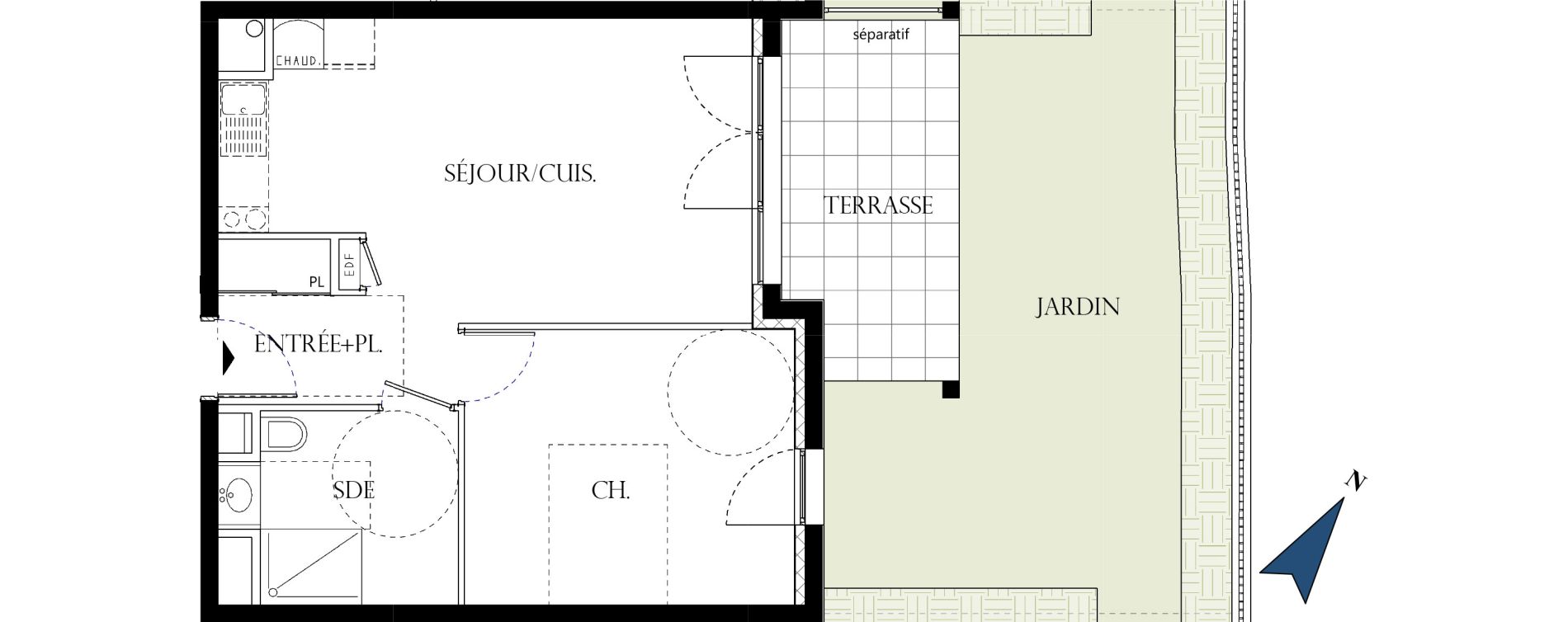 Appartement T2 de 43,27 m2 &agrave; Reims La neuvillette - trois fontaines