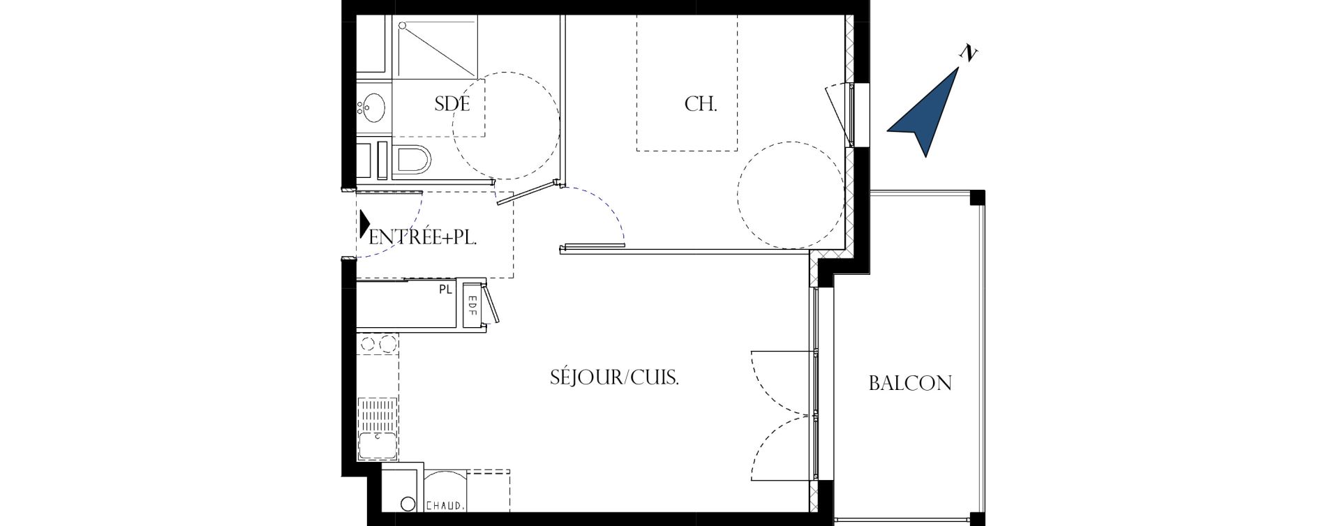 Appartement T2 de 43,00 m2 &agrave; Reims La neuvillette - trois fontaines