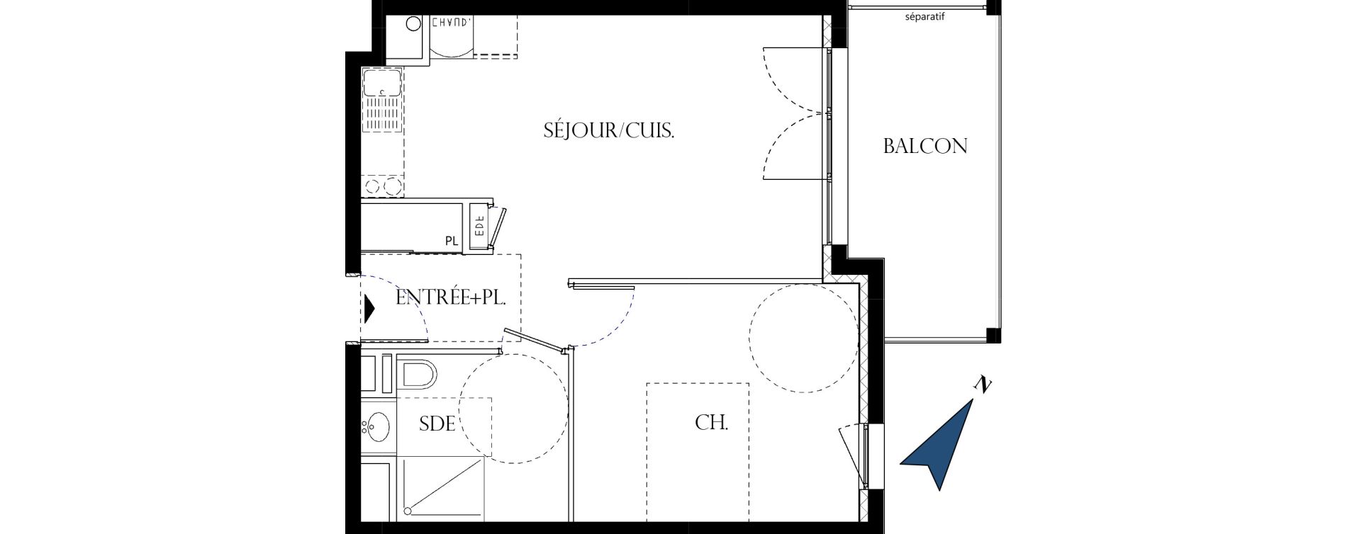 Appartement T2 de 43,00 m2 &agrave; Reims La neuvillette - trois fontaines