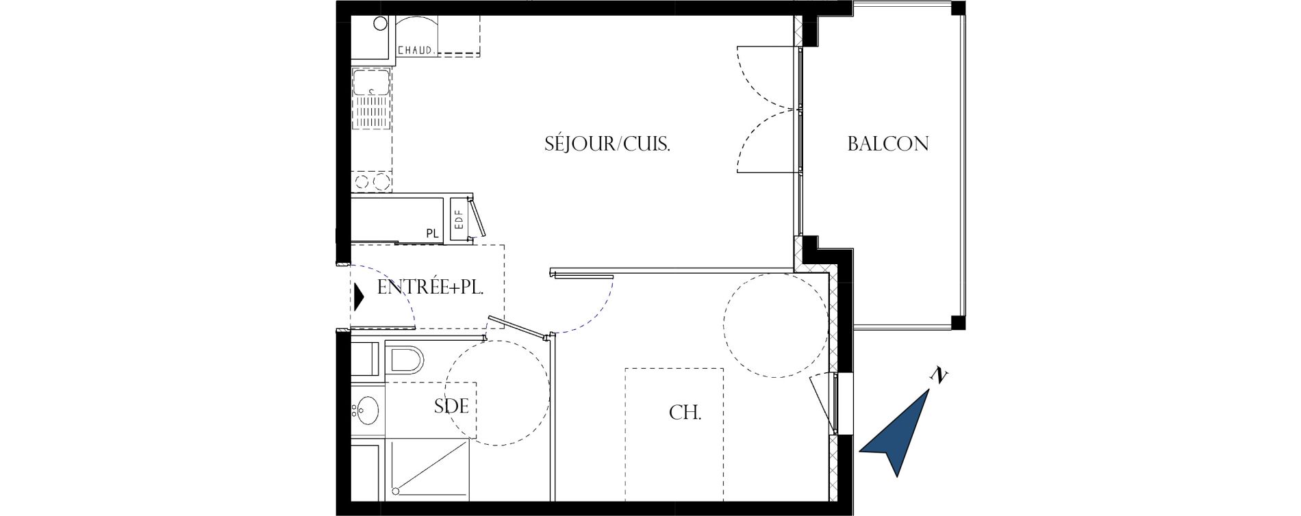 Appartement T2 de 44,00 m2 &agrave; Reims La neuvillette - trois fontaines