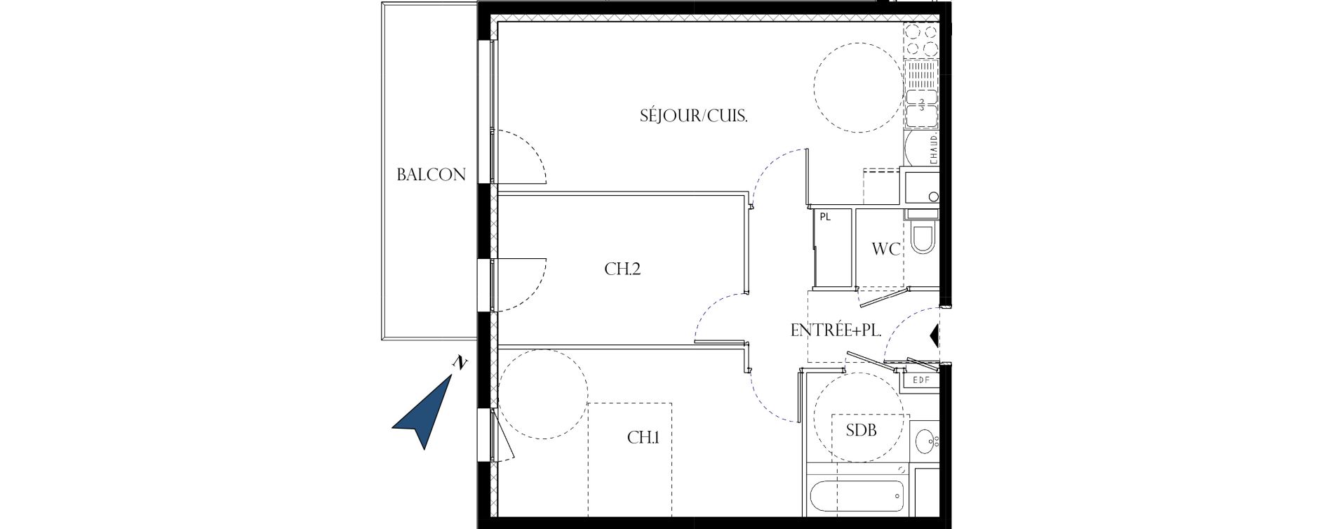Appartement T3 de 58,00 m2 &agrave; Reims La neuvillette - trois fontaines
