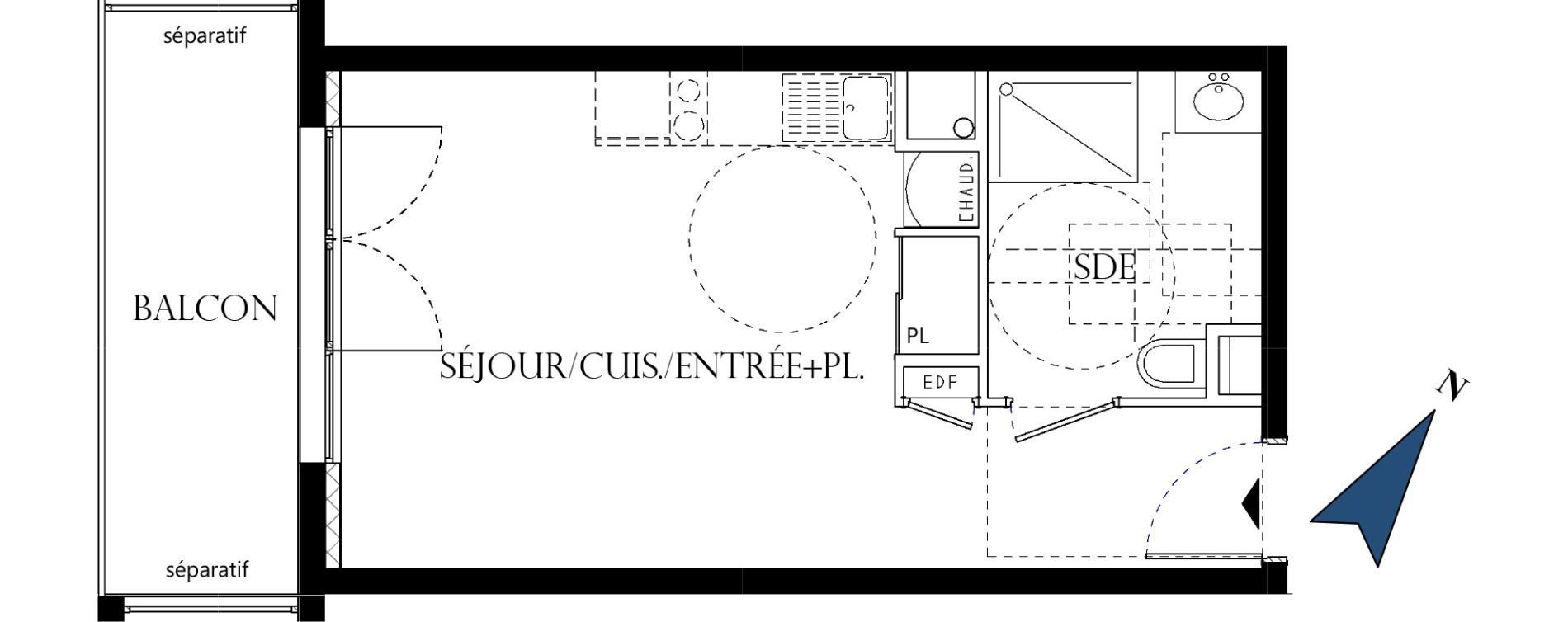 Appartement T1 de 28,00 m2 &agrave; Reims La neuvillette - trois fontaines