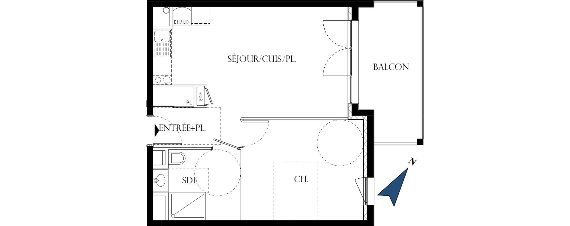 Appartement T2 de 44,00 m2 &agrave; Reims La neuvillette - trois fontaines