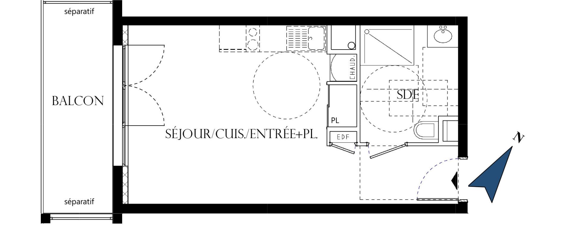 Appartement T1 de 28,00 m2 &agrave; Reims La neuvillette - trois fontaines