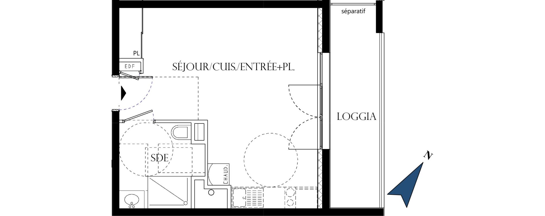 Appartement T1 de 30,00 m2 &agrave; Reims La neuvillette - trois fontaines