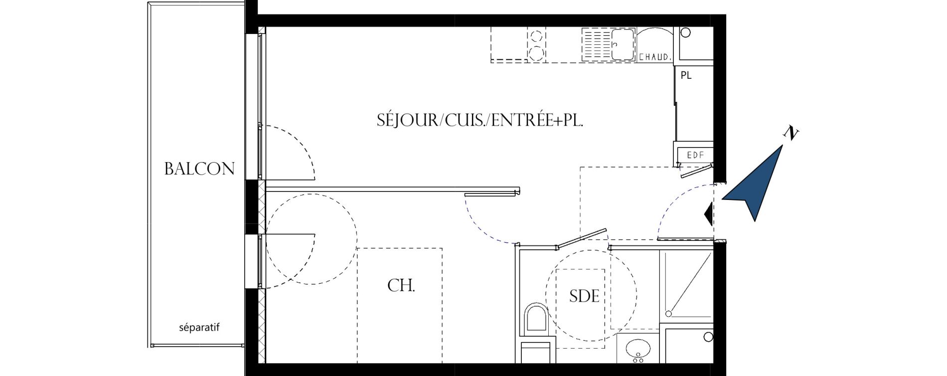Appartement T2 de 39,00 m2 &agrave; Reims La neuvillette - trois fontaines
