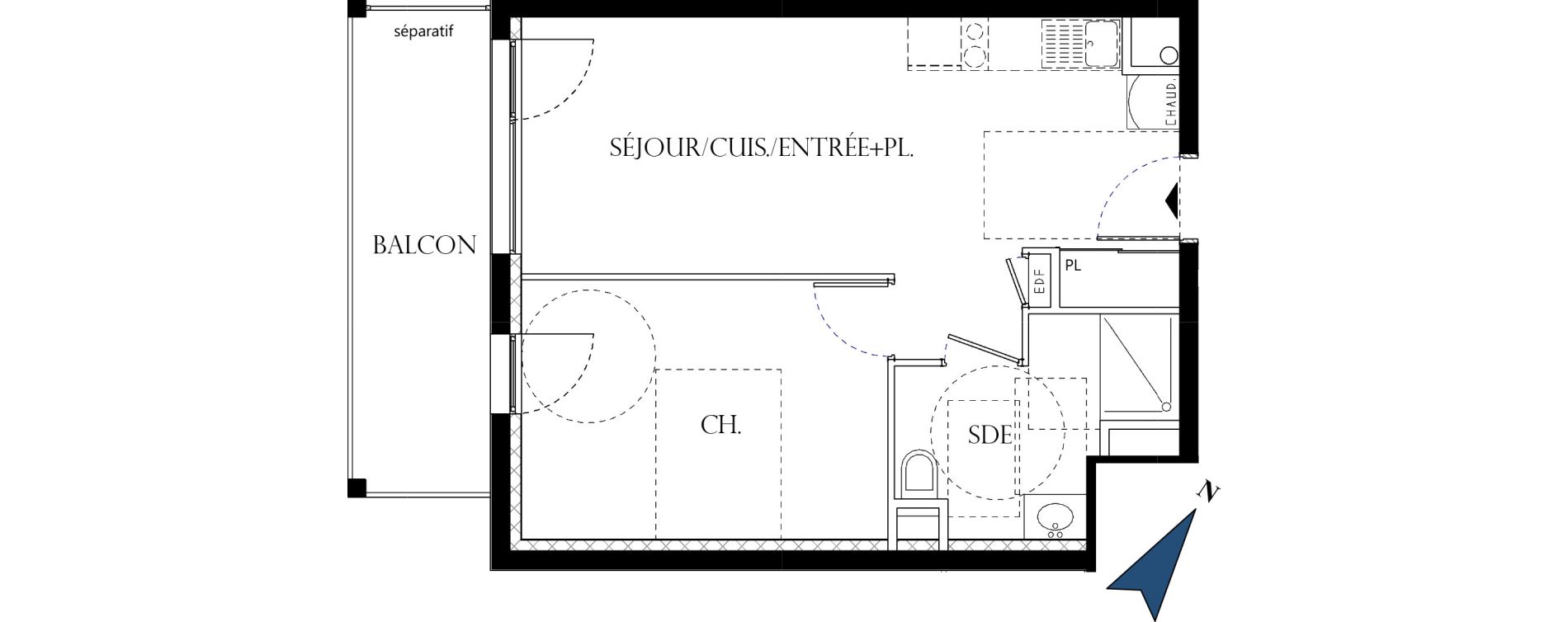 Appartement T2 de 40,00 m2 &agrave; Reims La neuvillette - trois fontaines