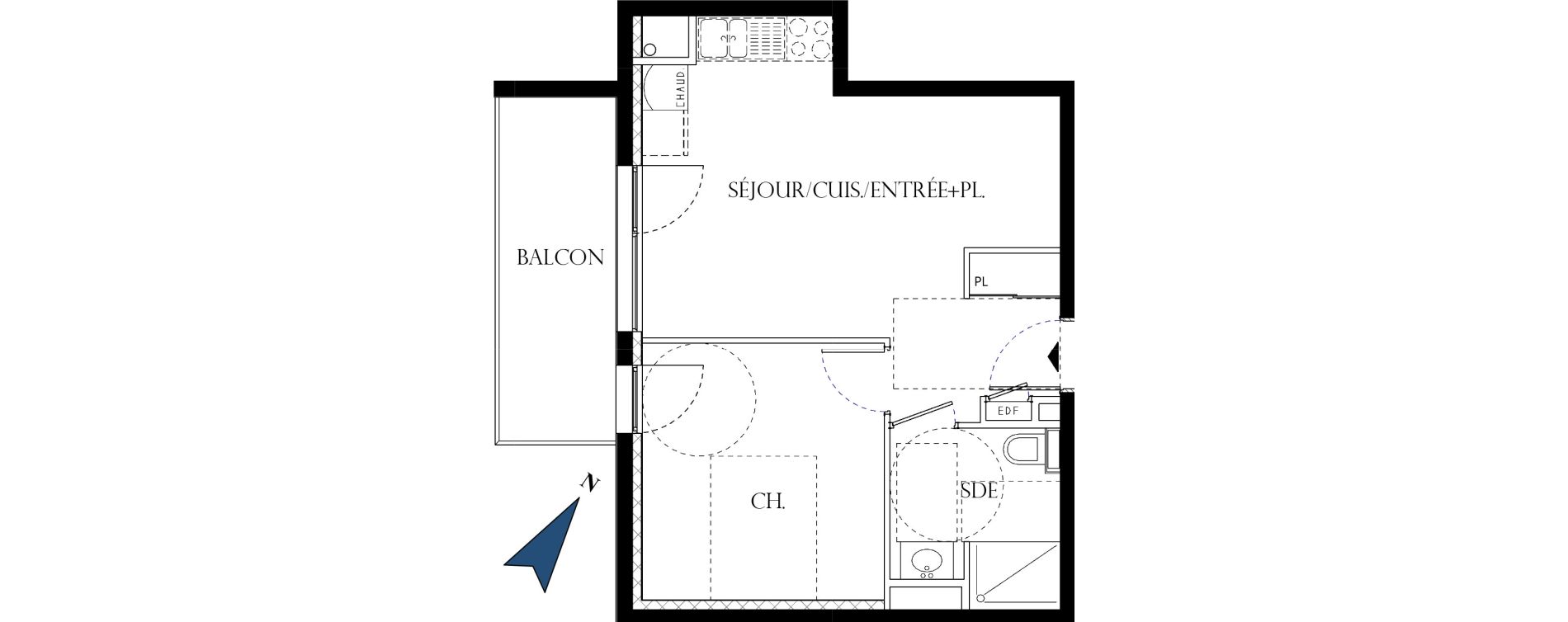 Appartement T2 de 38,00 m2 &agrave; Reims La neuvillette - trois fontaines