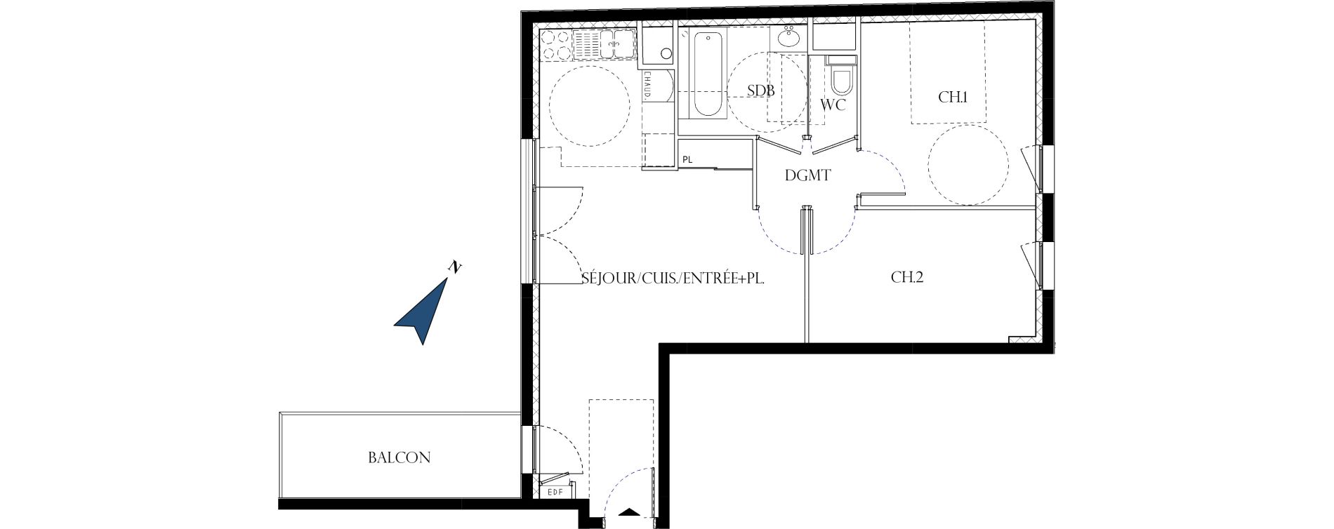 Appartement T3 de 59,00 m2 &agrave; Reims La neuvillette - trois fontaines