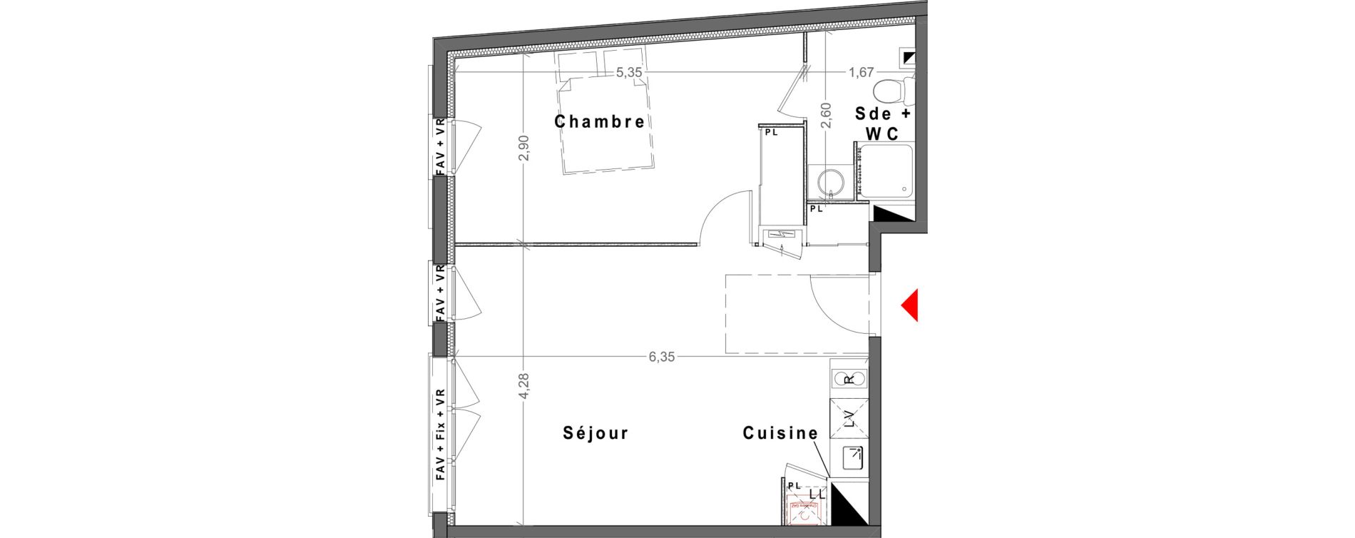 Appartement T2 de 47,59 m2 &agrave; Reims Maison blanche - sainte anne - wilson