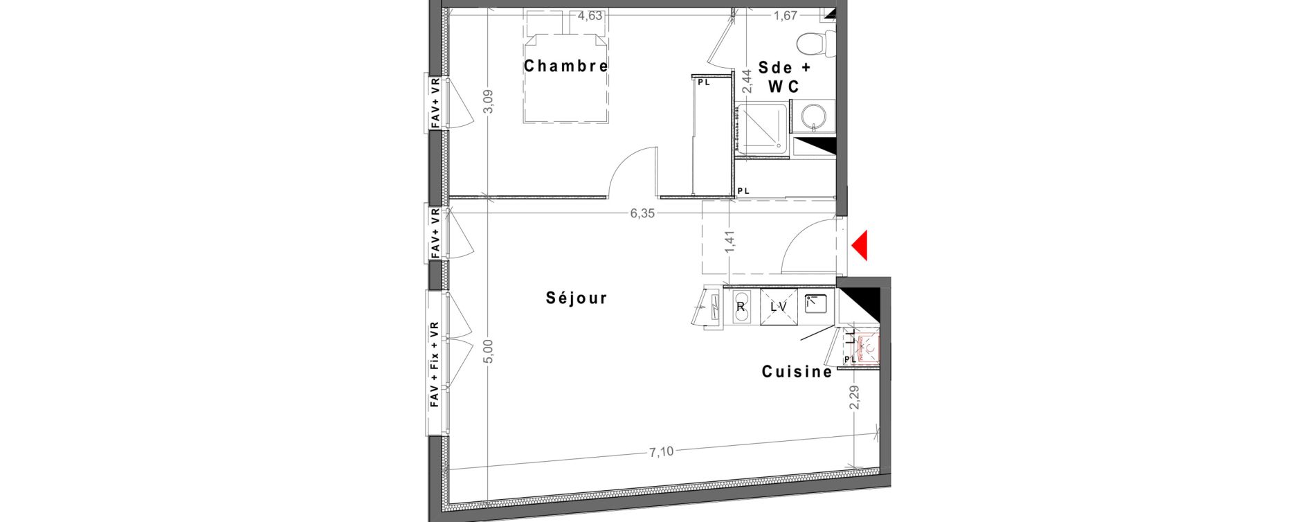 Appartement T2 de 50,41 m2 &agrave; Reims Maison blanche - sainte anne - wilson