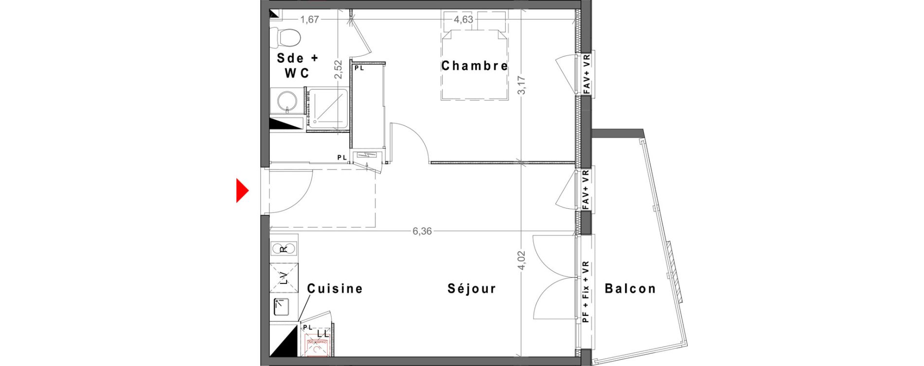 Appartement T2 de 44,43 m2 &agrave; Reims Maison blanche - sainte anne - wilson