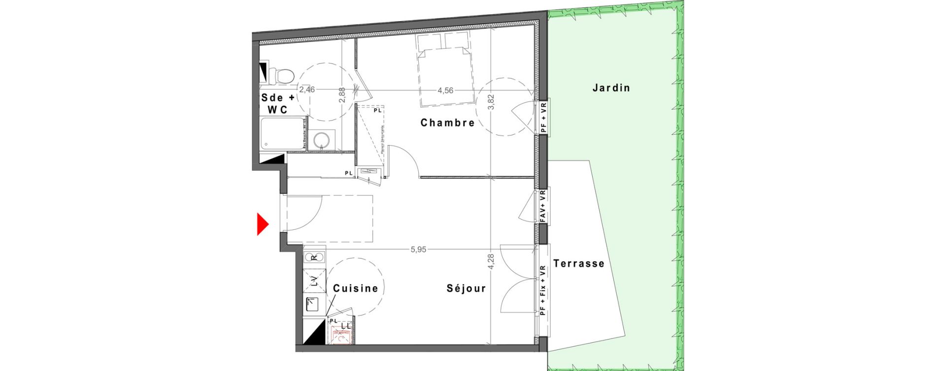 Appartement T2 de 50,35 m2 &agrave; Reims Maison blanche - sainte anne - wilson