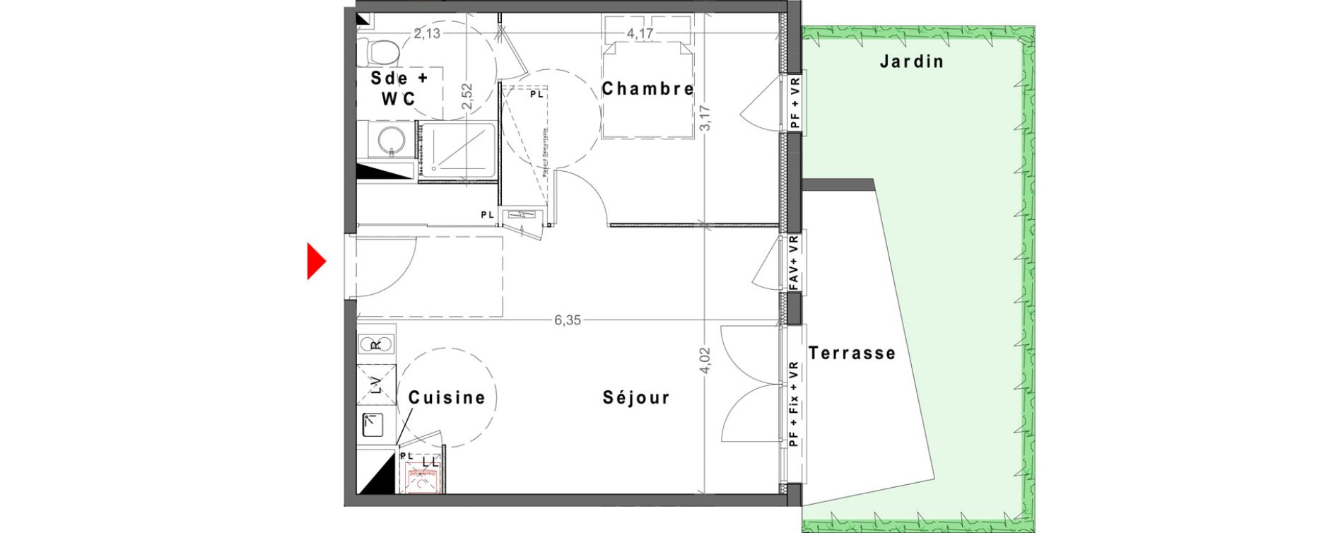 Appartement T2 de 44,41 m2 &agrave; Reims Maison blanche - sainte anne - wilson