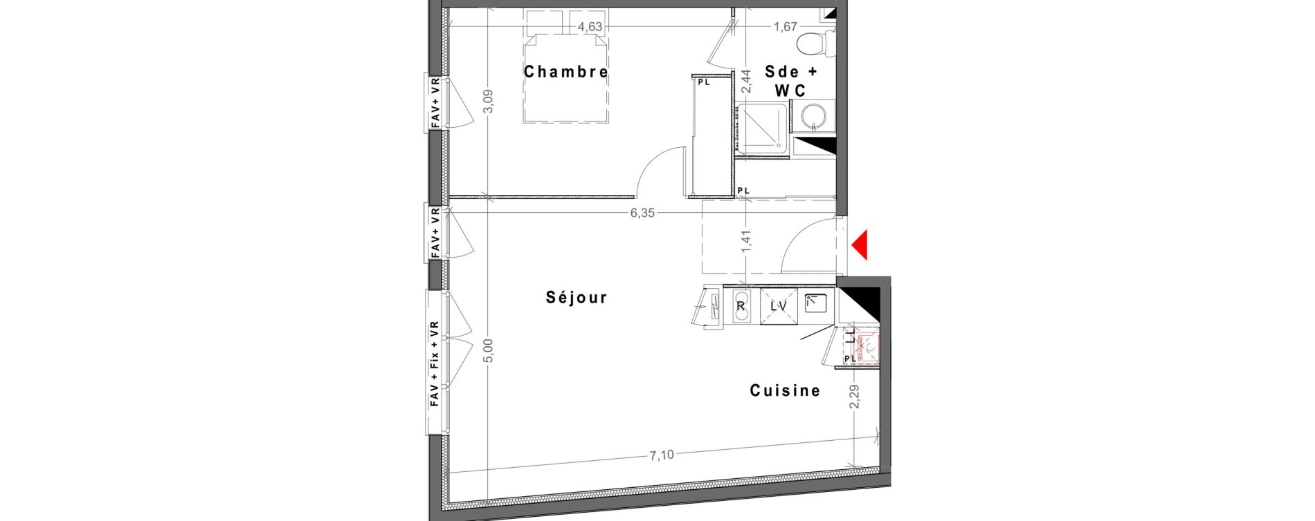 Appartement T2 de 50,41 m2 &agrave; Reims Maison blanche - sainte anne - wilson