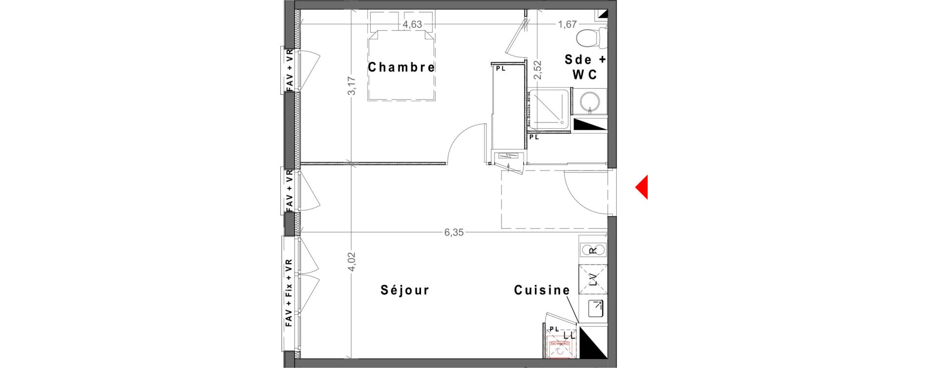 Appartement T2 de 44,43 m2 &agrave; Reims Maison blanche - sainte anne - wilson