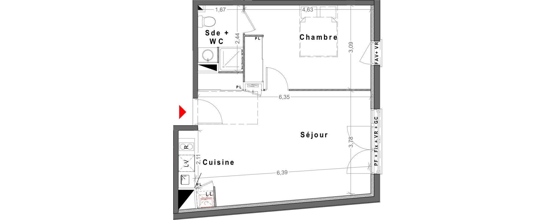 Appartement T2 de 46,17 m2 &agrave; Reims Maison blanche - sainte anne - wilson