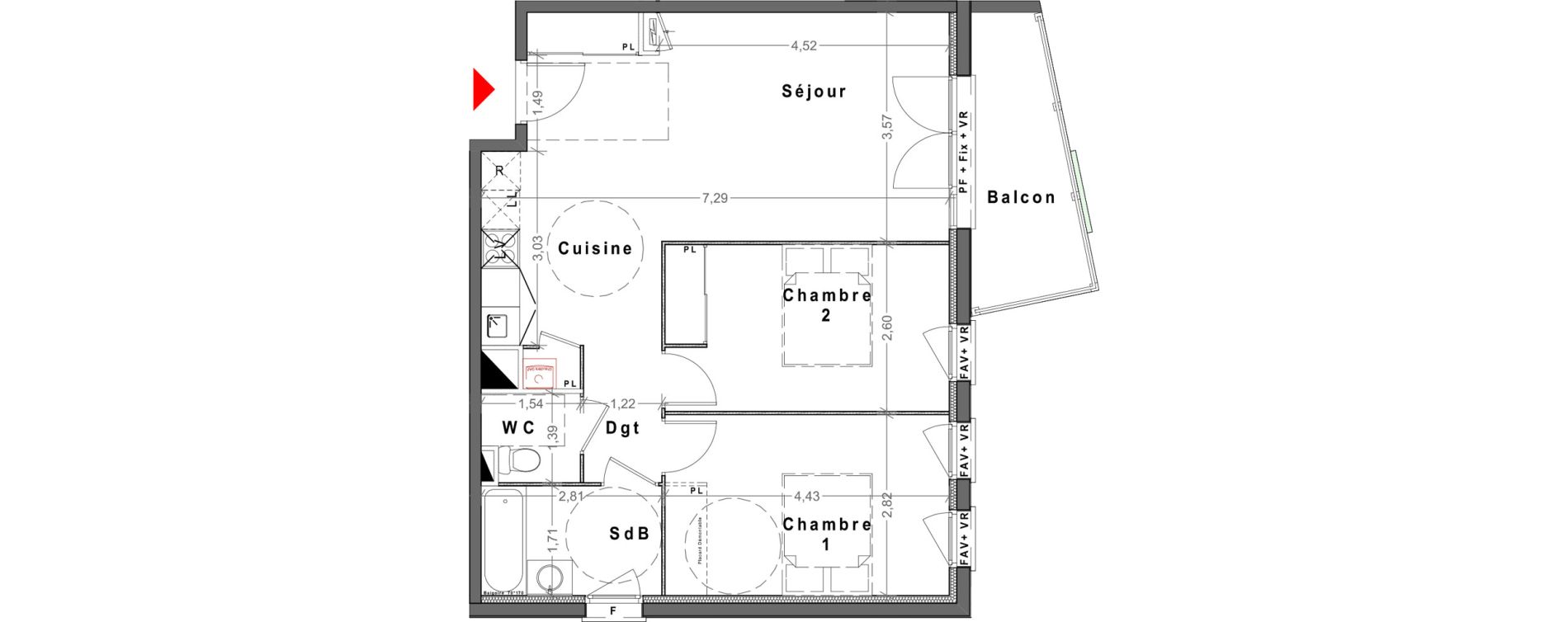 Appartement T3 de 62,81 m2 &agrave; Reims Maison blanche - sainte anne - wilson