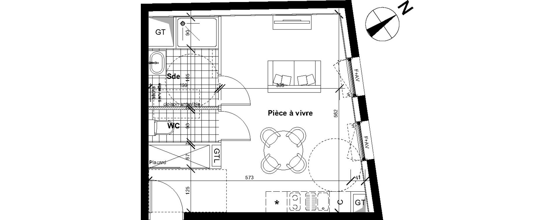 Appartement T1 de 30,70 m2 &agrave; Reims Neufch&acirc;tel