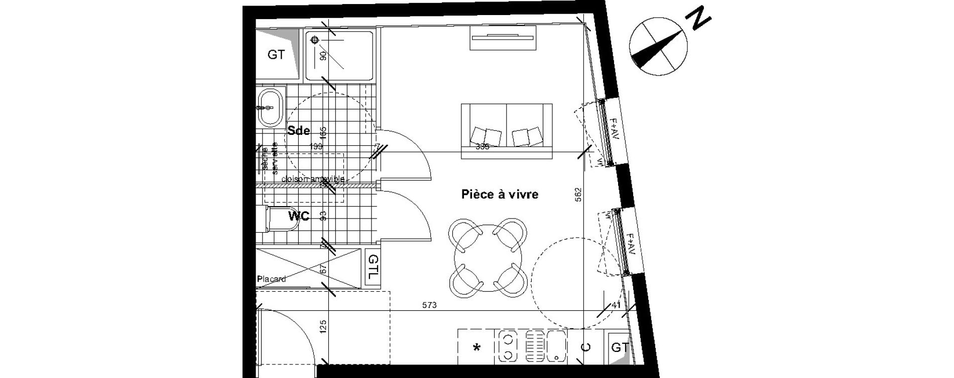 Appartement T1 de 30,70 m2 &agrave; Reims Neufch&acirc;tel
