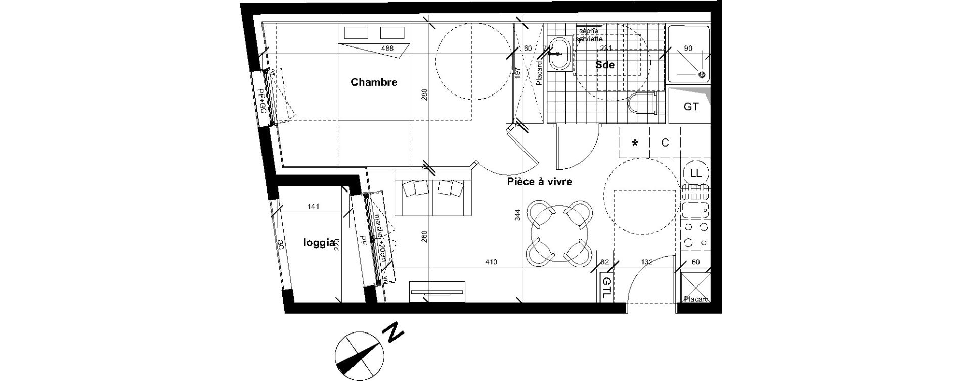 Appartement T2 de 39,80 m2 &agrave; Reims Neufch&acirc;tel