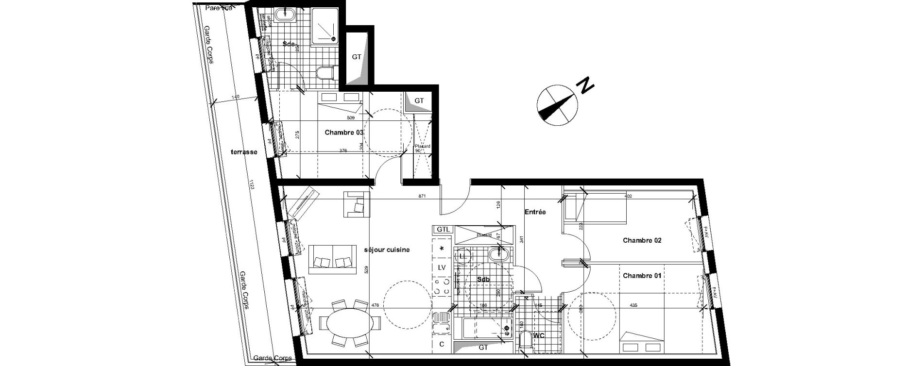 Appartement T4 de 82,70 m2 &agrave; Reims Neufch&acirc;tel