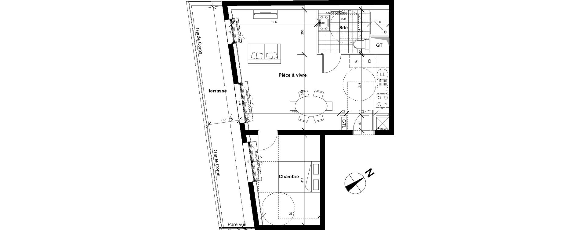 Appartement T2 de 47,40 m2 &agrave; Reims Neufch&acirc;tel