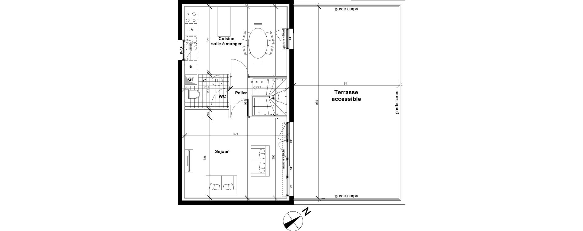 Duplex T4 de 82,90 m2 &agrave; Reims Neufch&acirc;tel