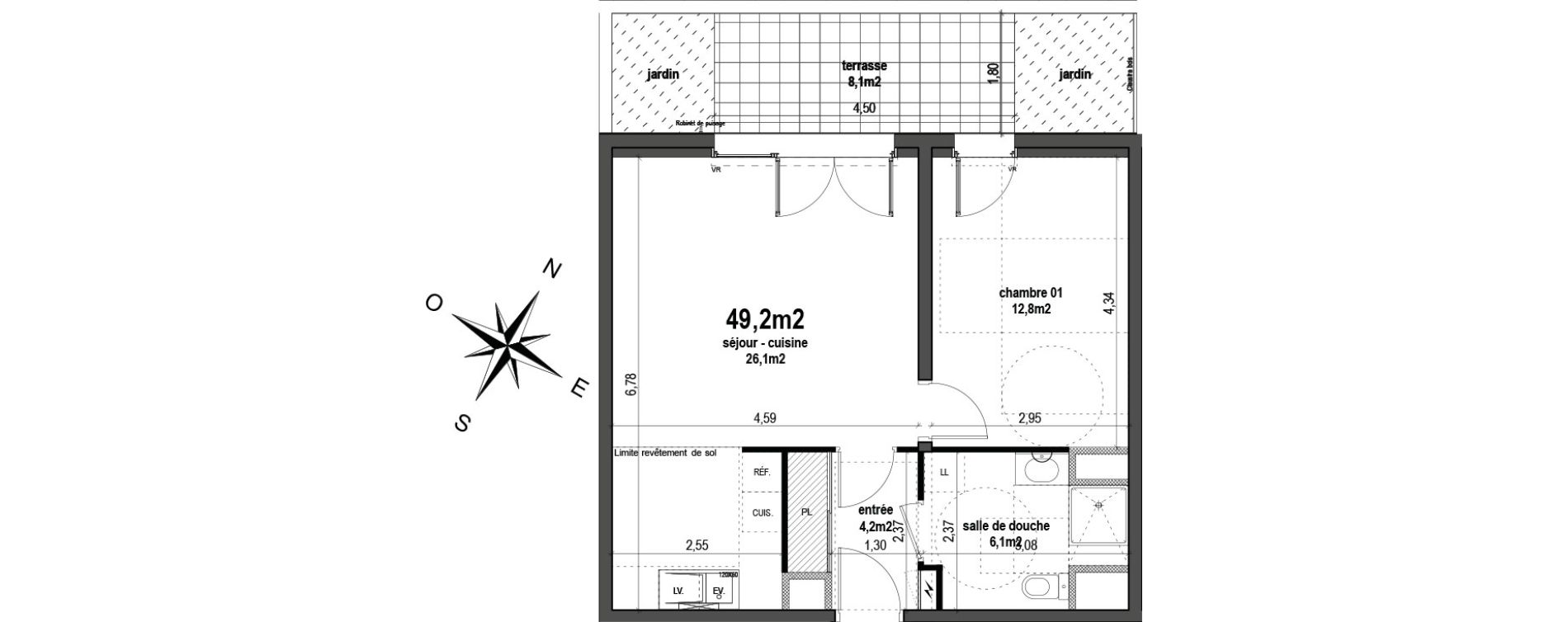 Appartement T2 de 49,20 m2 &agrave; Reims Cernay - epinettes - jamin - jaur&egrave;s