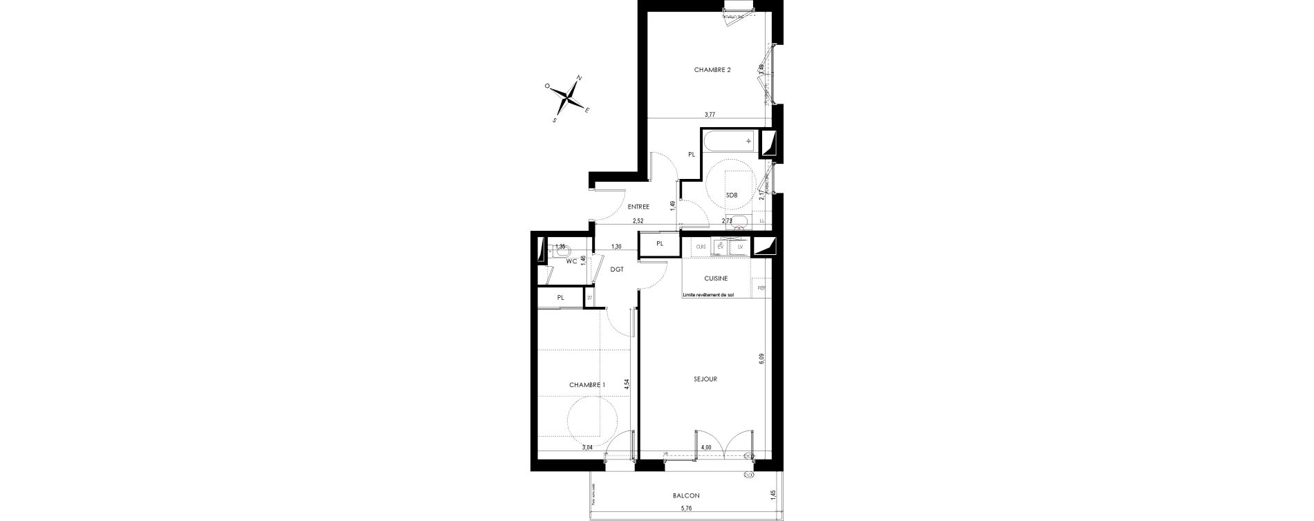 Appartement T3 de 72,68 m2 &agrave; Reims Cernay - epinettes - jamin - jaur&egrave;s
