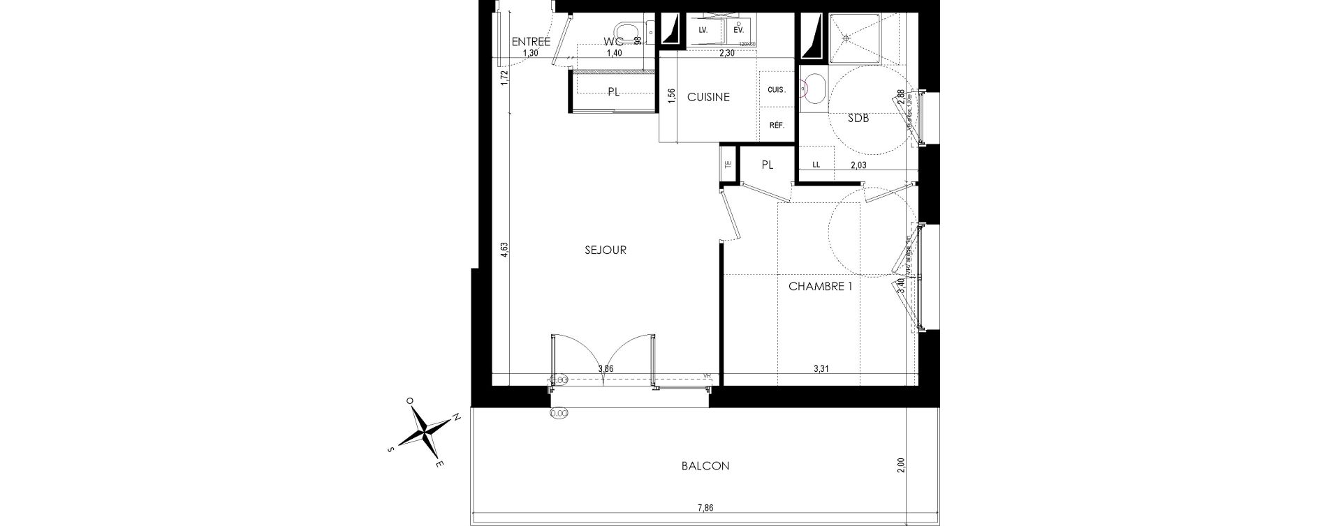 Appartement T2 de 43,82 m2 &agrave; Reims Cernay - epinettes - jamin - jaur&egrave;s