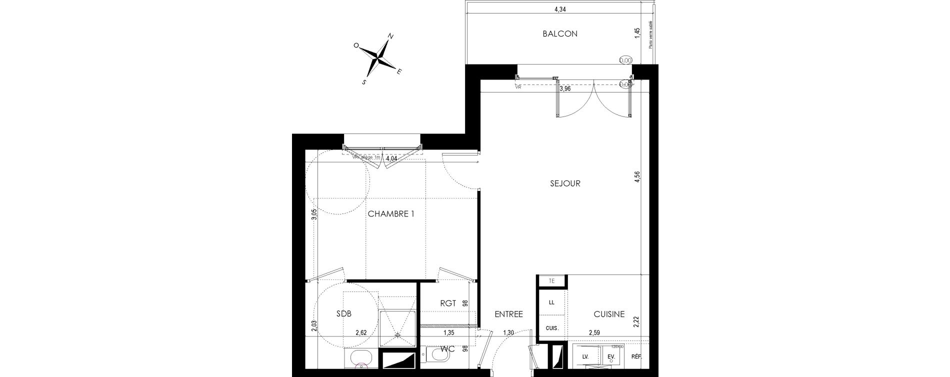 Appartement T2 de 45,85 m2 &agrave; Reims Cernay - epinettes - jamin - jaur&egrave;s