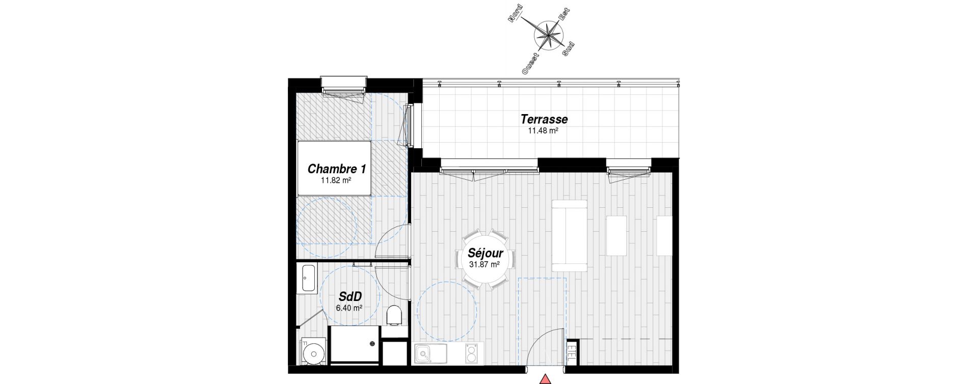 Appartement T2 de 50,09 m2 &agrave; Reims Mont d'ar&egrave;ne