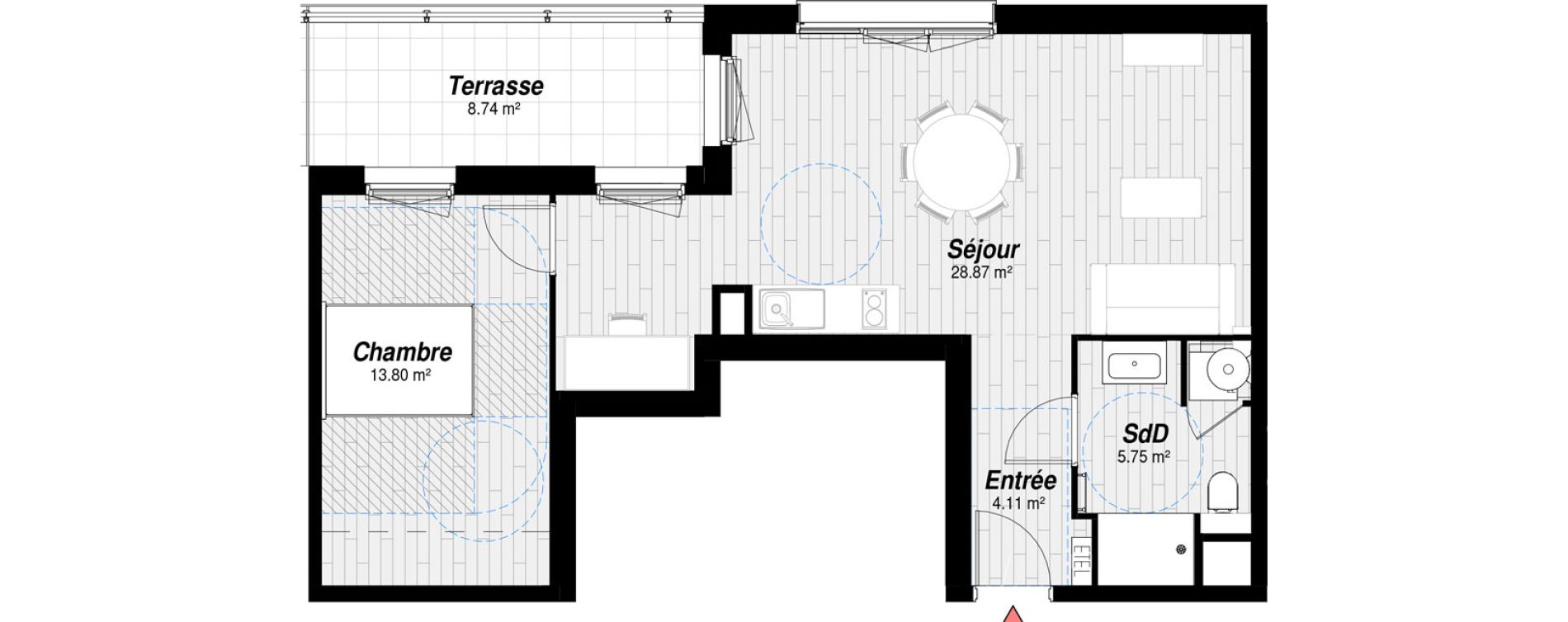 Appartement T2 de 52,53 m2 &agrave; Reims Mont d'ar&egrave;ne