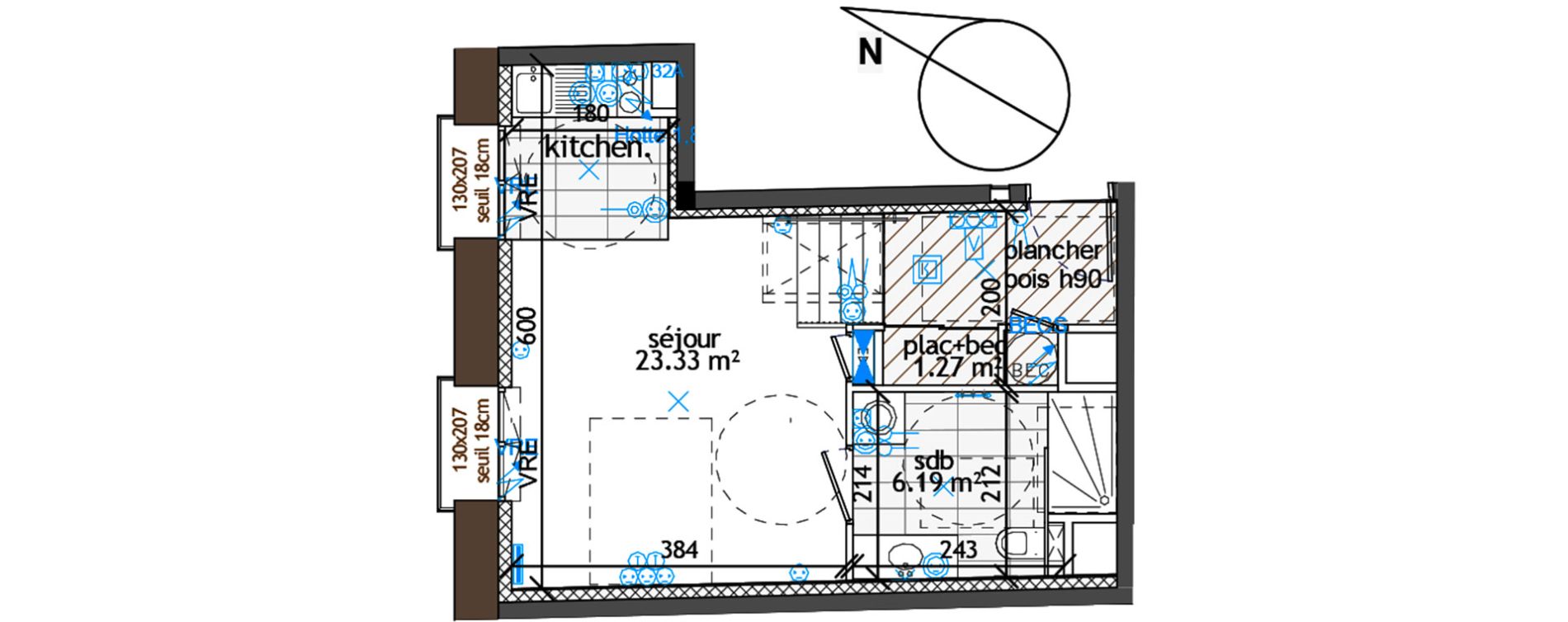 Appartement T1 de 30,79 m2 &agrave; Reims Reims centre-ville