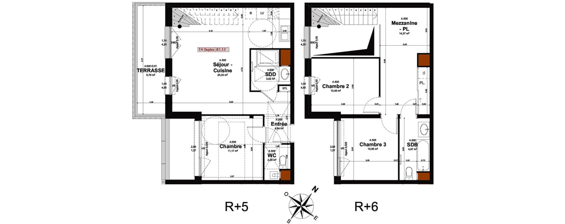 Duplex T4 de 87,12 m2 &agrave; Reims Clairmarais
