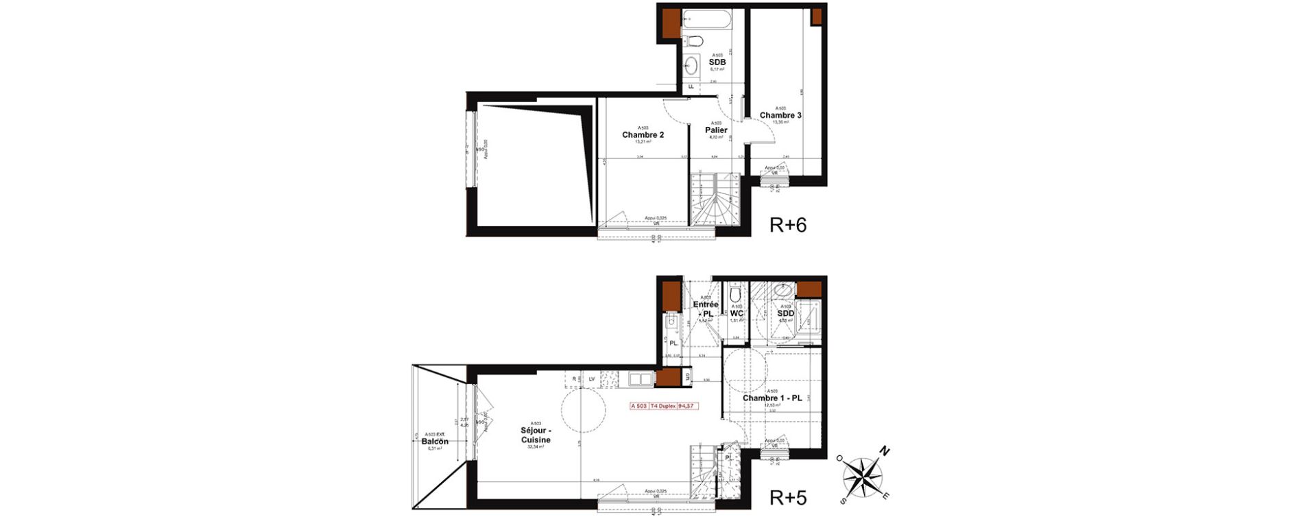 Appartement T4 de 94,37 m2 &agrave; Reims Clairmarais
