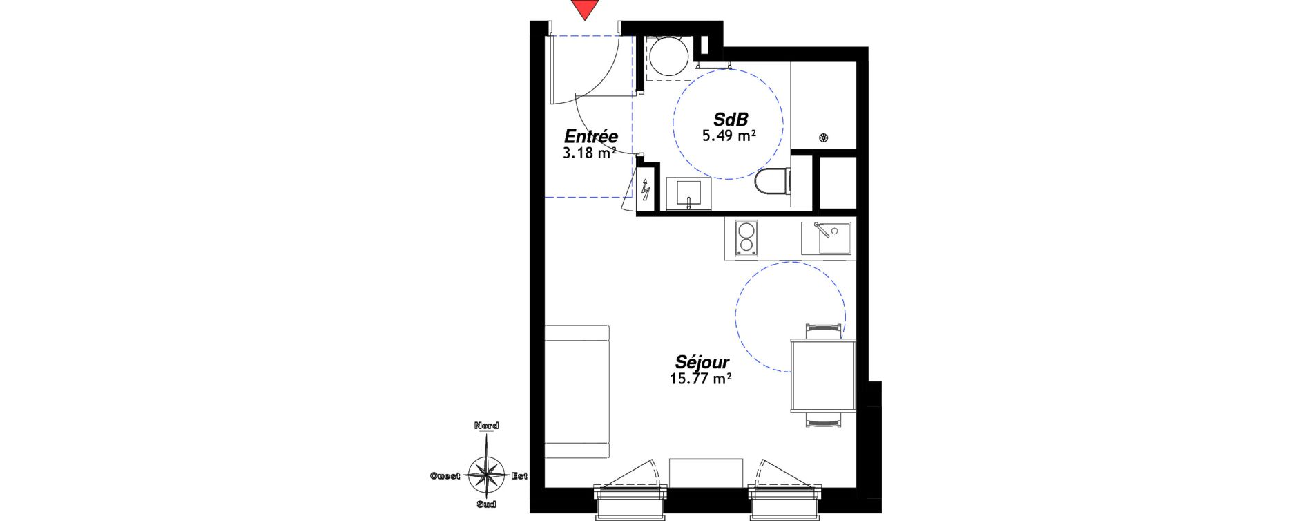 Appartement T1 de 24,44 m2 &agrave; Reims Cernay - epinettes - jamin - jaur&egrave;s