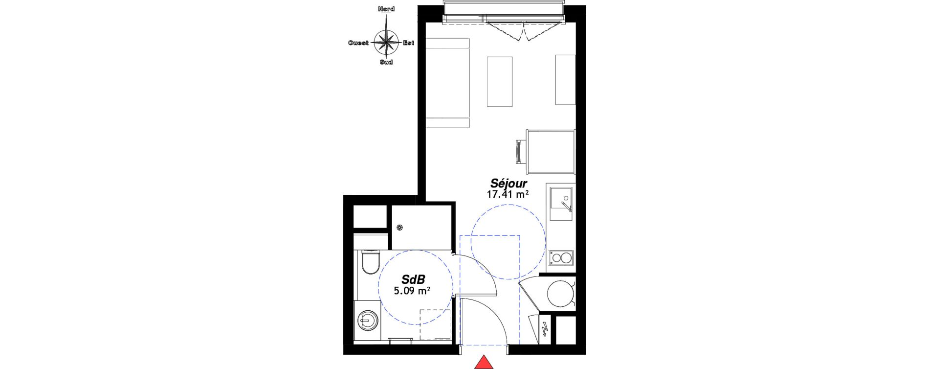 Appartement T1 de 22,53 m2 &agrave; Reims Cernay - epinettes - jamin - jaur&egrave;s