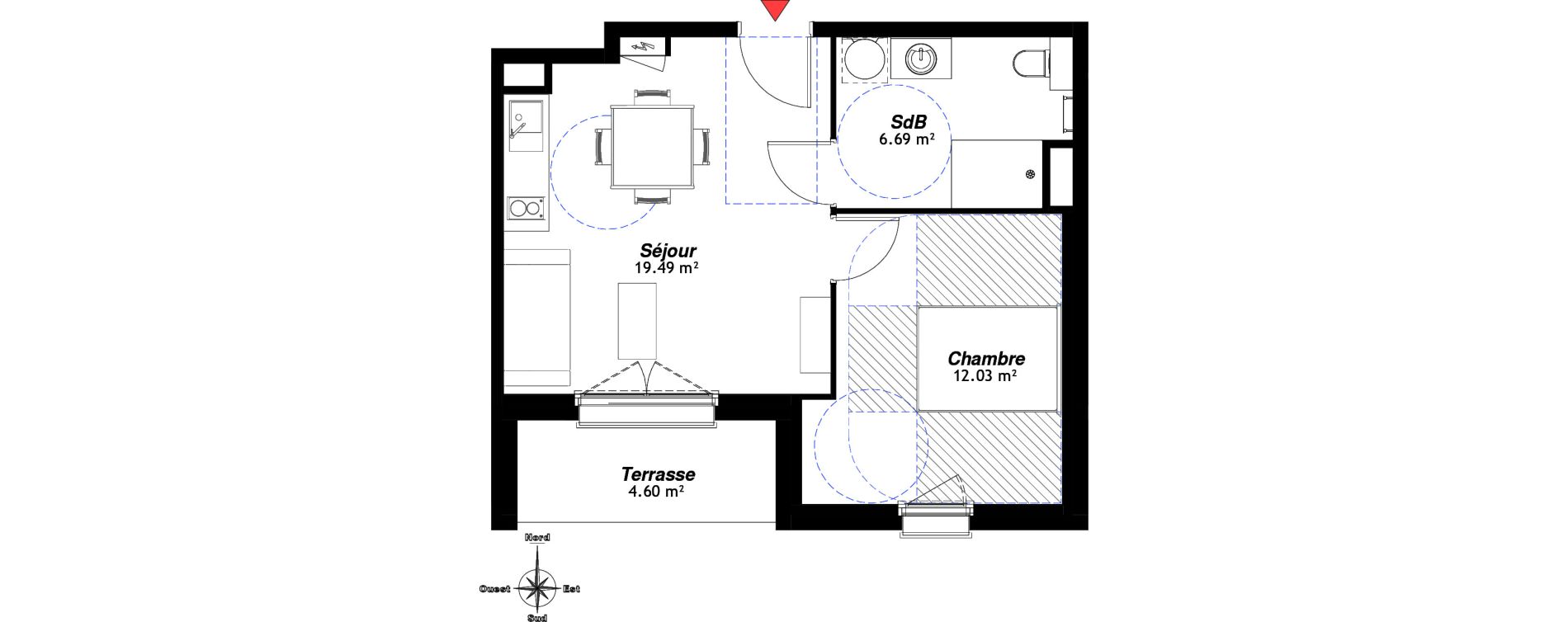 Appartement T2 de 38,21 m2 &agrave; Reims Cernay - epinettes - jamin - jaur&egrave;s