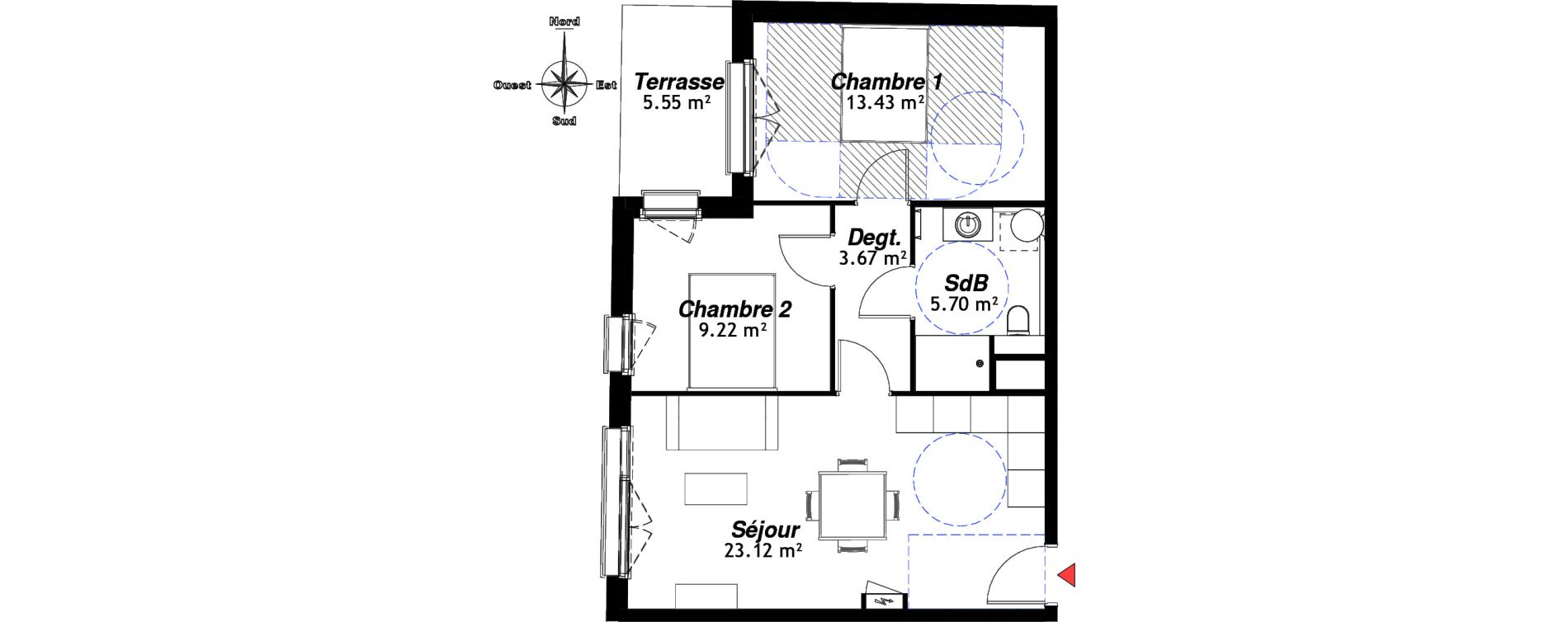 Appartement T3 de 55,14 m2 &agrave; Reims Cernay - epinettes - jamin - jaur&egrave;s