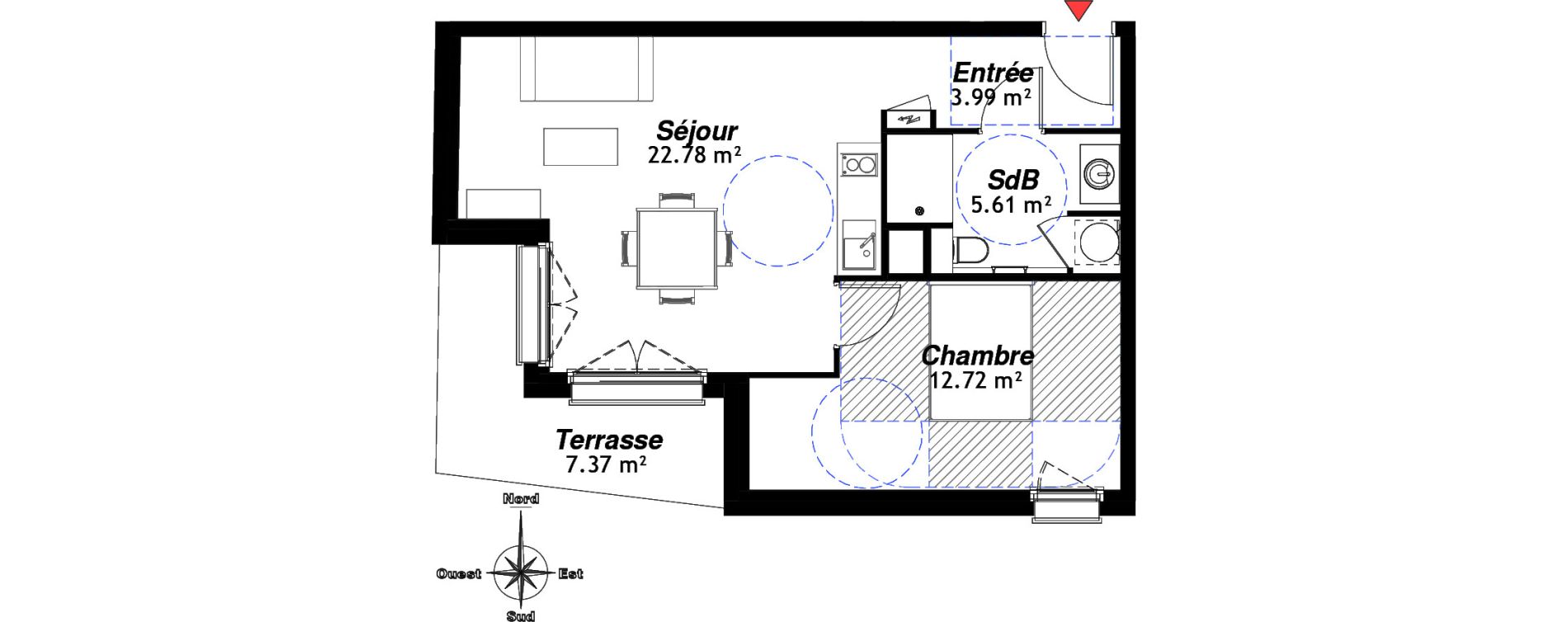 Appartement T2 de 45,11 m2 &agrave; Reims Cernay - epinettes - jamin - jaur&egrave;s