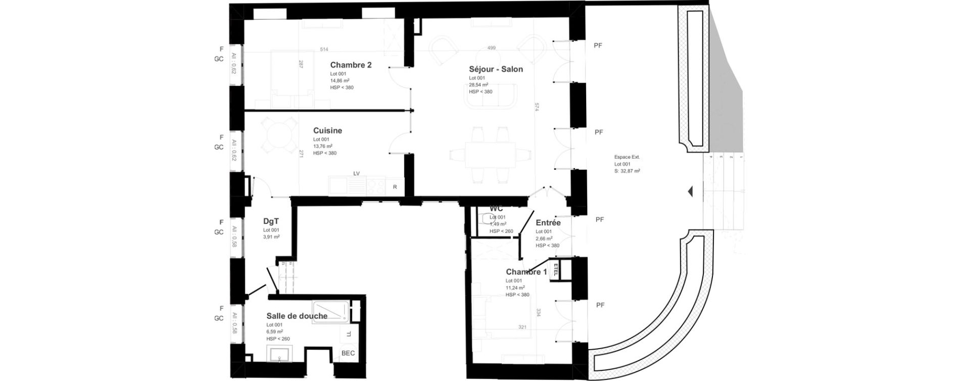 Appartement T3 de 83,06 m2 &agrave; Reims Barbatre - saint remi - verrerie