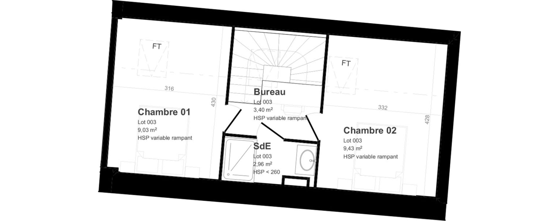 Duplex T3 de 58,32 m2 &agrave; Reims Barbatre - saint remi - verrerie