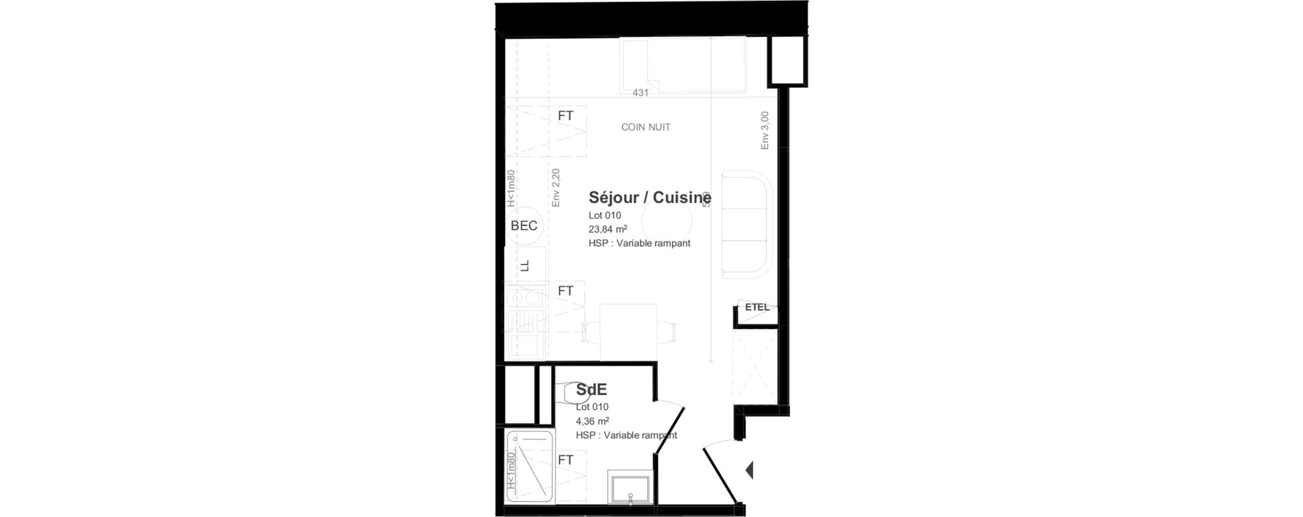 Appartement T1 de 28,20 m2 &agrave; Reims Barbatre - saint remi - verrerie