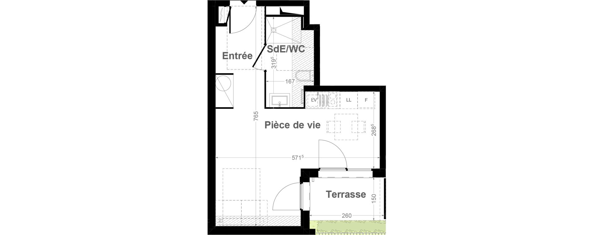 Studio de 29,90 m2 &agrave; Reims Tunisie