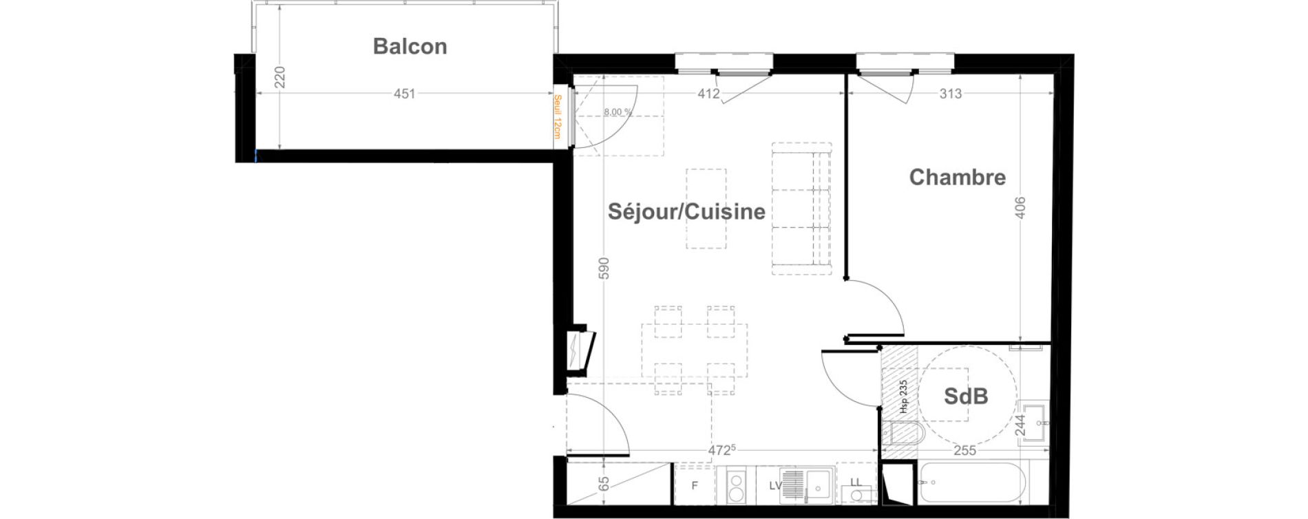 Appartement T2 de 46,70 m2 &agrave; Reims Tunisie